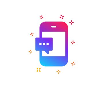 Smartphone ileti simgesi. Cep telefonu veya telefon haberci işaret. ommunication hareket eden aygıt sohbet simgesi olan. Dinamik şekiller. Gradyan teması smartphone ileti simgesi. Klasik tarzı. Vektör 