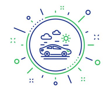 Araba seyahat satırı simgesi. Gezi taşıma işareti. Tatil araç sembolü. Kalite tasarım öğeleri. Teknoloji araba seyahat düğme. Düzenlenebilir inme. Vektör