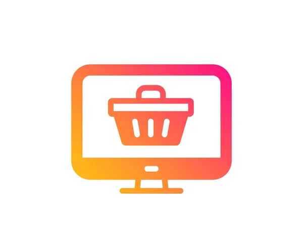 Online Shopping Cart Ikona Monitorować Znak Supersam Symbol Koszyka Klasycznym — Wektor stockowy