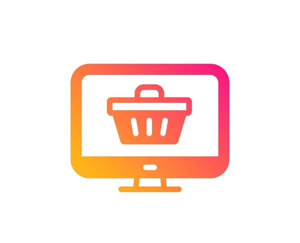 Icono Carrito Compras Línea Señal Monitor Símbolo Cesta Supermercado Estilo — Vector de stock