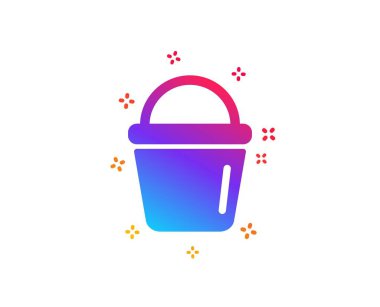 Temizleme kova simgesi. Yıkama temizliği ekipman işareti. Dinamik şekiller. Degrade tasarım kova simgesi. Klasik tarzda. Vektör