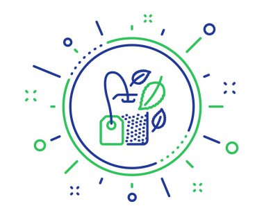 Nane çayı çanta hattı simgesi. Taze Bitkisel içecek işareti. Mentha sembolü bırakır. Kalite tasarım elemanları. Teknoloji nane torbası düğmesi. Düzenlenebilir kontur. Vektör