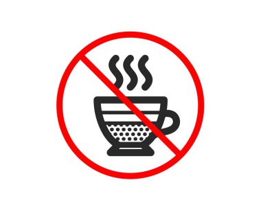 Hayır ya da dur. Cafe krem simgesi. Sıcak içecek işareti. İçecek sembolü. Yasaklanan yasak durdurma sembolü. Kafe krem simgesi yok. Vektör