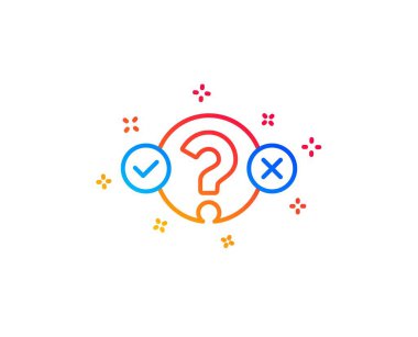 Test hattı simgesi. Yanıt işaretini seçin. İş görüşmesi sembolü. Degrade tasarım elemanları. Doğrusal test testi simgesi. Rastgele şekiller. Vektör