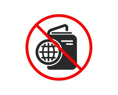 Hayır ya da dur. Seyahat pasaportu simgesi. Seyahat kimliği belge kapak işareti. Yurtdışında tatil sembolü. Yasaklanan yasak durdurma sembolü. Seyahat pasaportu simgesi yok. Vektör