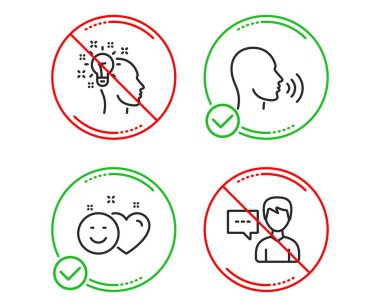 Yap veya durdur. İnsan şarkı, Smile ve fikir simgeleri basit set. Kişi konuşması işareti. Konuşma, sosyal medya gibi, yaratıcı tasarımcı. İletişim mesajı. İnsanlar ayarlandı. Çizgi insan şarkı yapmak simgesi. Yasaklanmış yasağı durdurma