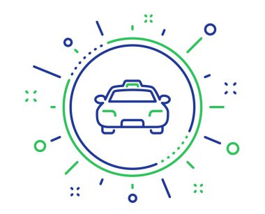 Taksi hattı simgesi. Müşteri taşıma işareti. Yolcular araba sembolü. Kalite tasarım elemanları. Teknoloji taksi düğmesi. Düzenlenebilir kontur. Vektör