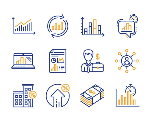 Grafik Laptop Aktualisieren Sie Daten Und Diagramm Diagramm Symbole Einfach — Stockvektor