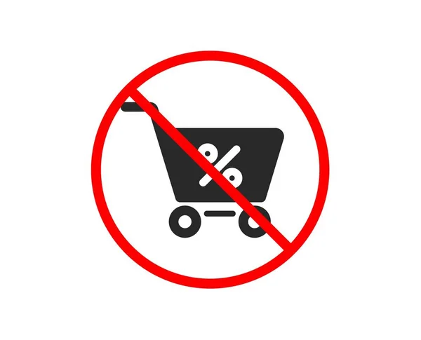 Stop Shopping Cart Percentage Icon Online Buying Sign Supermarket Basket — Stock Vector