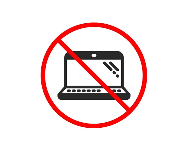 Nein Oder Halt Laptop Symbol Zeichen Für Mobiles Computergerät Verbotenes — Stockvektor