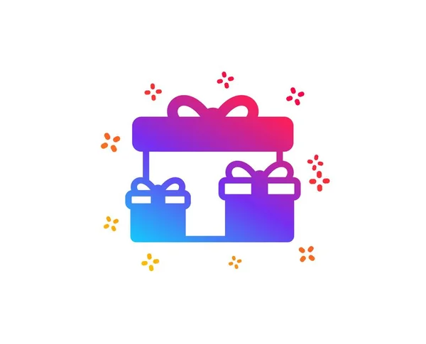 Icono Cajas Regalo Presente Venta Signo Cumpleaños Símbolo Compras Paquete — Vector de stock