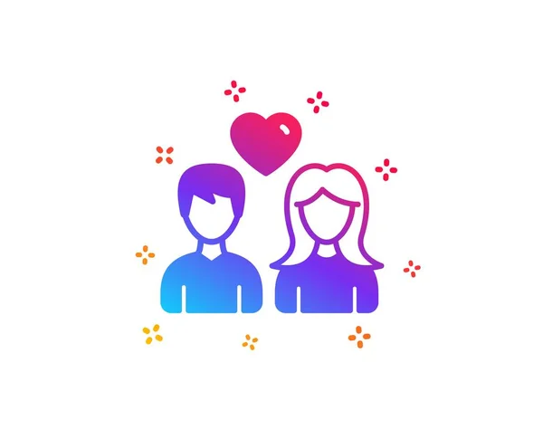 ハートのアイコンを持つカップル ユーザーグループの署名 男性と女性の人のシルエットシンボル 動的図形 グラデーションデザインカップルラブアイコン クラシックなスタイル ベクトル — ストックベクタ