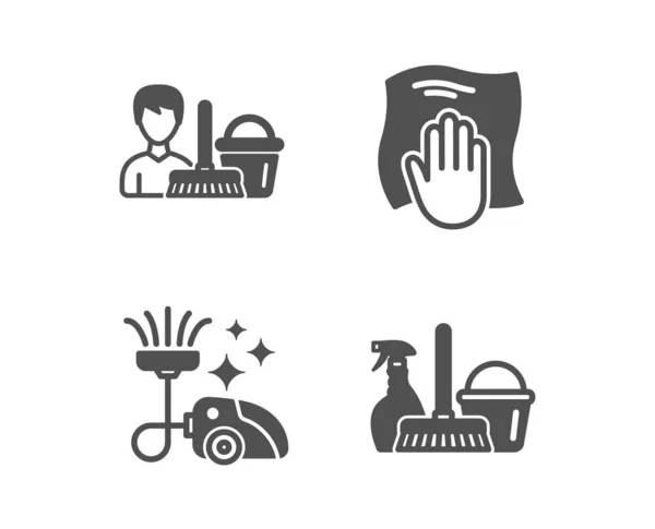 Set Washing Cloth Vacuum Cleaner Cleaning Service Icons Household Service — Stock Vector