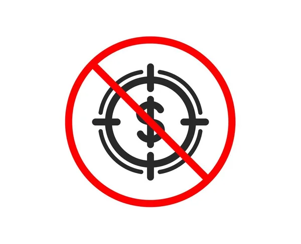 Stop Target Dollar Icon Aim Symbol Cash Money Sign Prohibited — Stock Vector