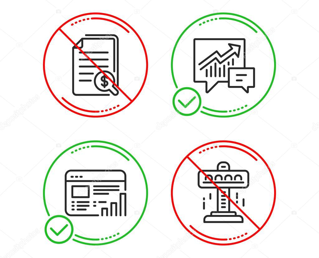 Do or Stop. Web report, Financial documents and Accounting icons simple set. Attraction sign. Graph chart, Check docs, Supply and demand. Free fall. Technology set. Line web report do icon. Vector