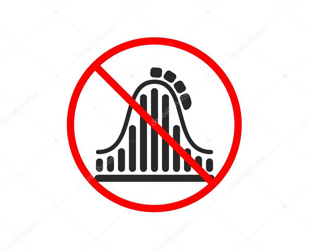 No or Stop. Roller coaster icon. Amusement park sign. Carousels symbol. Prohibited ban stop symbol. No roller coaster icon. Vector