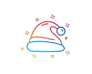 Santa şapka çizgi simgesi. Noel veya yeni yıl işareti. Claus sembolü. Degrade tasarım elemanları. Doğrusal Santa şapka simgesi. Rastgele şekiller. Vektör