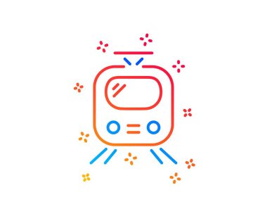 Tren taşıma hattı simgesi. Toplu taşıma tabelası. Tram sembolü. Degrade tasarım elemanları. Doğrusal tren simgesi. Rastgele şekiller. Vektör