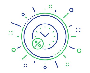 Kredi süresi yüzdesi satır simgesi. İndirim işareti. Kredi yüzdesi sembolü. Kalite tasarım elemanları. Teknoloji kredi yüzde düğmesi. Düzenlenebilir kontur. Vektör