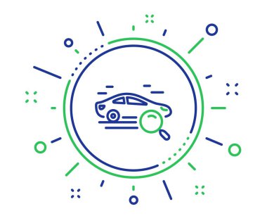 Arama araba hattı simgesi. Taşıma işaretini bulun. Camı büyüe. Kalite tasarım elemanları. Teknoloji arama araç düğmesi. Düzenlenebilir kontur. Vektör