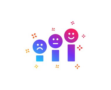 Müşteri memnuniyeti simgesi. Pozitif geribildirim işareti. Smile grafik sembolü. Dinamik şekiller. Degrade tasarım müşteri memnuniyeti simgesi. Klasik tarzda. Vektör