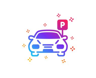 Otopark simgesi. Otomatik Park işareti. Taşıma yeri sembolü. Dinamik şekiller. Degrade tasarım Park simgesi. Klasik tarzda. Vektör