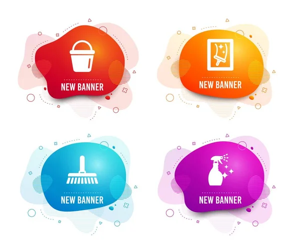 Cleaning mop, Bucket and Window cleaning icons. Washing cleanser sign. Vector — Stock Vector