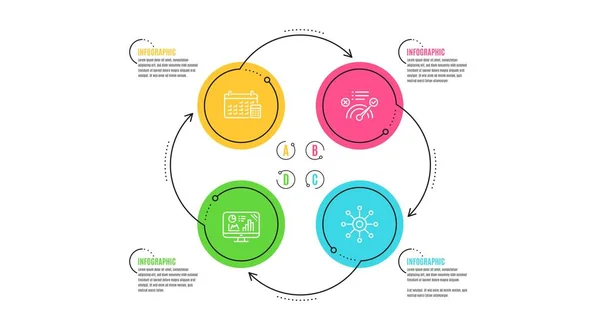 Risposta Corretta Calendario Analytics Icone Grafico Semplice Set Cronologia Infografica — Vettoriale Stock