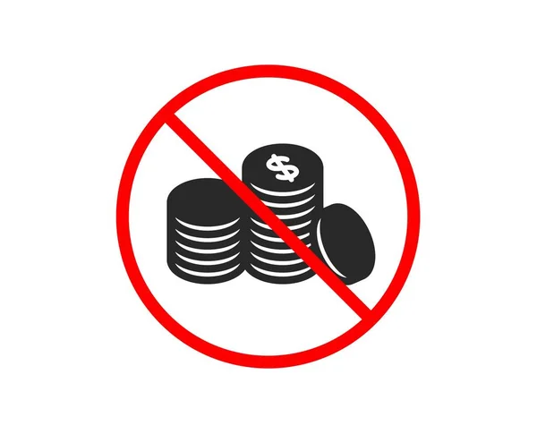 Stop Coins Money Icon Banking Currency Sign Cash Symbol Prohibited — Stock Vector