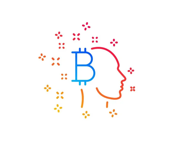 Bitcoin penser ligne icône. Crypto-monnaie signe de tête. Vecteur — Image vectorielle