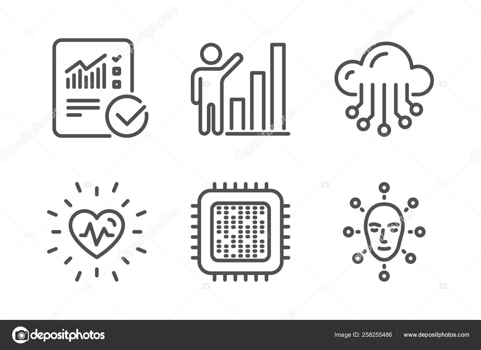 하트 비트, 선택 된 계산 및 그래프 차트 아이콘 설정. 벡터 스톡 벡터 - ©Blankstock 258255486