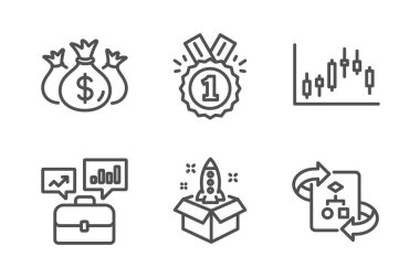 Onaylandı, İş portföyü ve Candlestick grafik simgeleri ayarlandı. Vektör