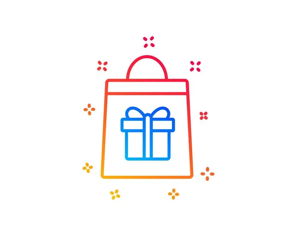 Bolsa de compras con icono de línea de caja de regalo. Vector — Archivo Imágenes Vectoriales