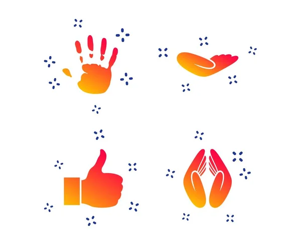 Hand icons. Like thumb up and insurance symbols. Vector — Stock Vector
