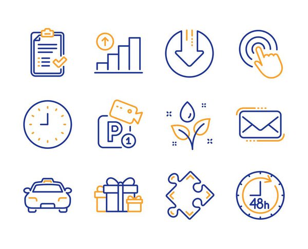 Click, Plants polying and Graph chart is set. Утвержденный контрольный список, почтовые и стратегические знаки Messenger. Вектор
