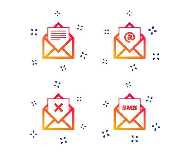 Ícones de envelope de correio. Símbolos de documentos de mensagem. Vetor — Vetor de Stock