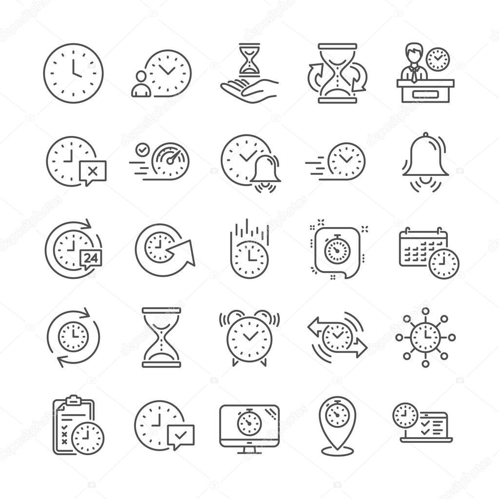 Time line icons. Set of Calendar, Time management and Delivery. Vector