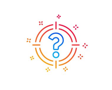 Soru işareti simgesi simgeli hedef. Amaç sembolü. Yardım veya Ssk işareti. Degrade tasarım elemanları. Doğrusal headhunter simgesi. Rastgele şekiller. Vektör