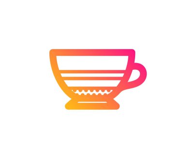 Mocha kahve ikonu. Sıcak içecek işareti. İçecek sembolü. Klasik düz stil. Gradyan mocha simgesi. Vektör