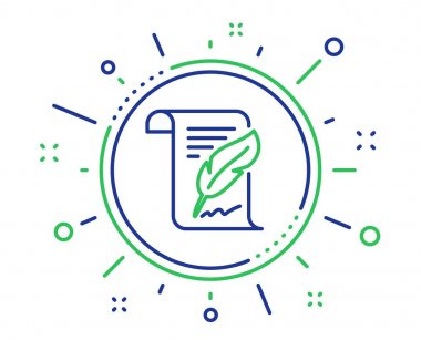 Tüy imza satırı simgesi. Fotokopi yazısı işareti. Geri bildirim sembolü. Kaliteli tasarım elemanları. Teknoloji tüy düğmesi. Kullanılabilir kontur. Vektör