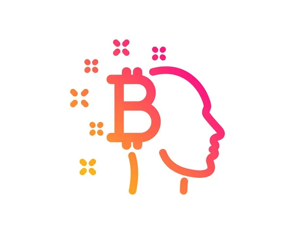 Bitcoin Pensar Ícone Criptomoeda Sinal Cabeça Símbolo Dinheiro Criptografado Estilo — Vetor de Stock