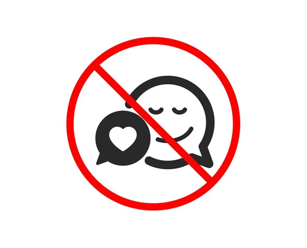 否或停止 带有微笑图标的漫画语音气泡 用心形符号聊天情感 禁止禁止停止符号 没有约会图标 — 图库矢量图片