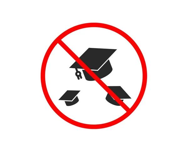 Stop Graduation Caps Icon Education Sign Student Hat Symbol Prohibited — Stock Vector