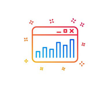 Pazarlama istatistikleri satır simgesi. Web analitiği sembolü. Tarayıcı penceresi işareti. Degrade tasarım elemanları. Doğrusal pazarlama istatistikleri simgesi. Rastgele şekiller. Vektör