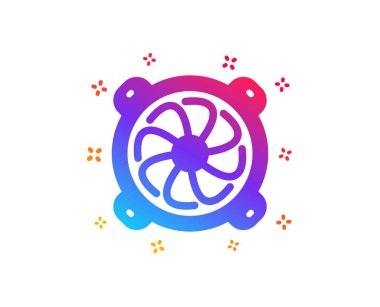 Bilgisayar soğutucu simgesi. Pc fan bileşeni işareti. Dinamik şekiller. Gradyan tasarım bilgisayar fan simgesi. Klasik tarzda. Vektör