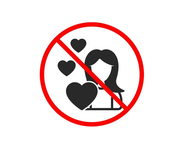 Para Icono Mujer Enamorada Signo Cardíaco Símbolo San Valentín Prohibido — Vector de stock