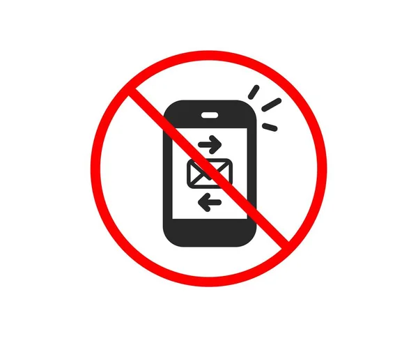 Para Icono Correo Símbolo Comunicación Smartphone Charla Negocios Prohibido Prohibir — Vector de stock