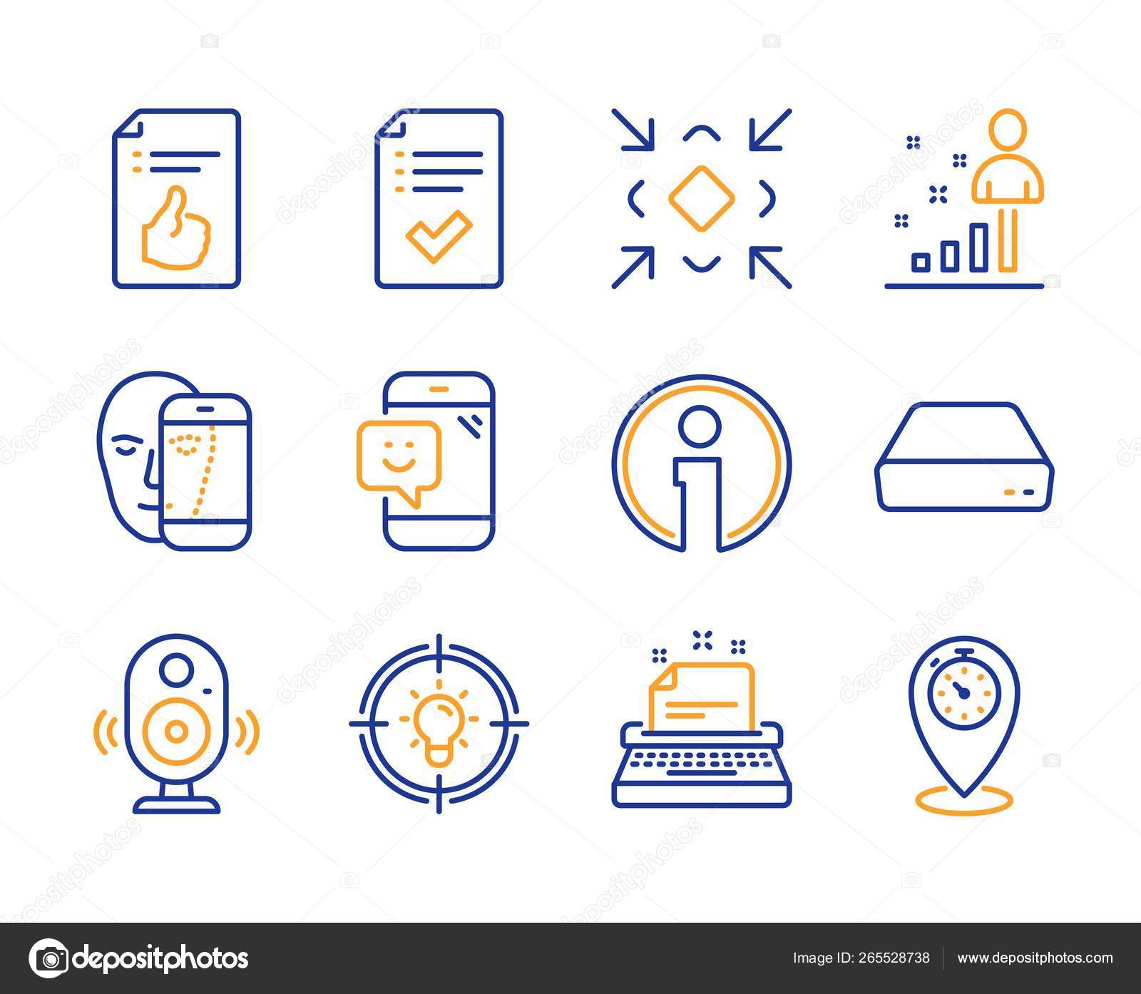 Утвержденный Документ Биометрия Лица Значки Улыбки Простой Набор.
