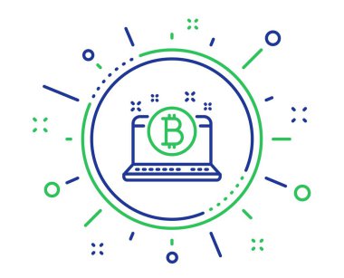 Bitcoin satır simgesi. Kripto para sikke işareti. Dizüstü bilgisayar sembolü. Vektör