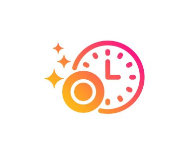 Zaman simgesi ile bulaşıkları temizleme. Bulaşık makinesi tabelası. Masa takımı işaretini temizleyin. Klasik düz stil. Gradyan bulaşık makinesi zamanlayıcı simgesi. Vektör